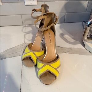 ANTONIO MELANI Yellow and Tan Heeled Sandals